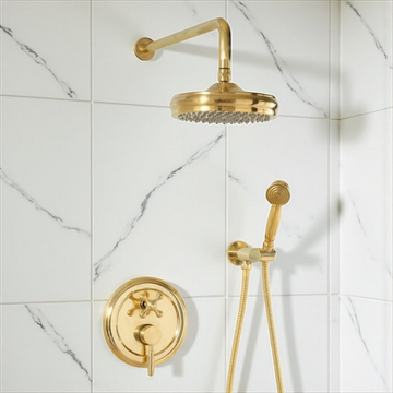 ShowerLux Unlacquered Brass Shower System