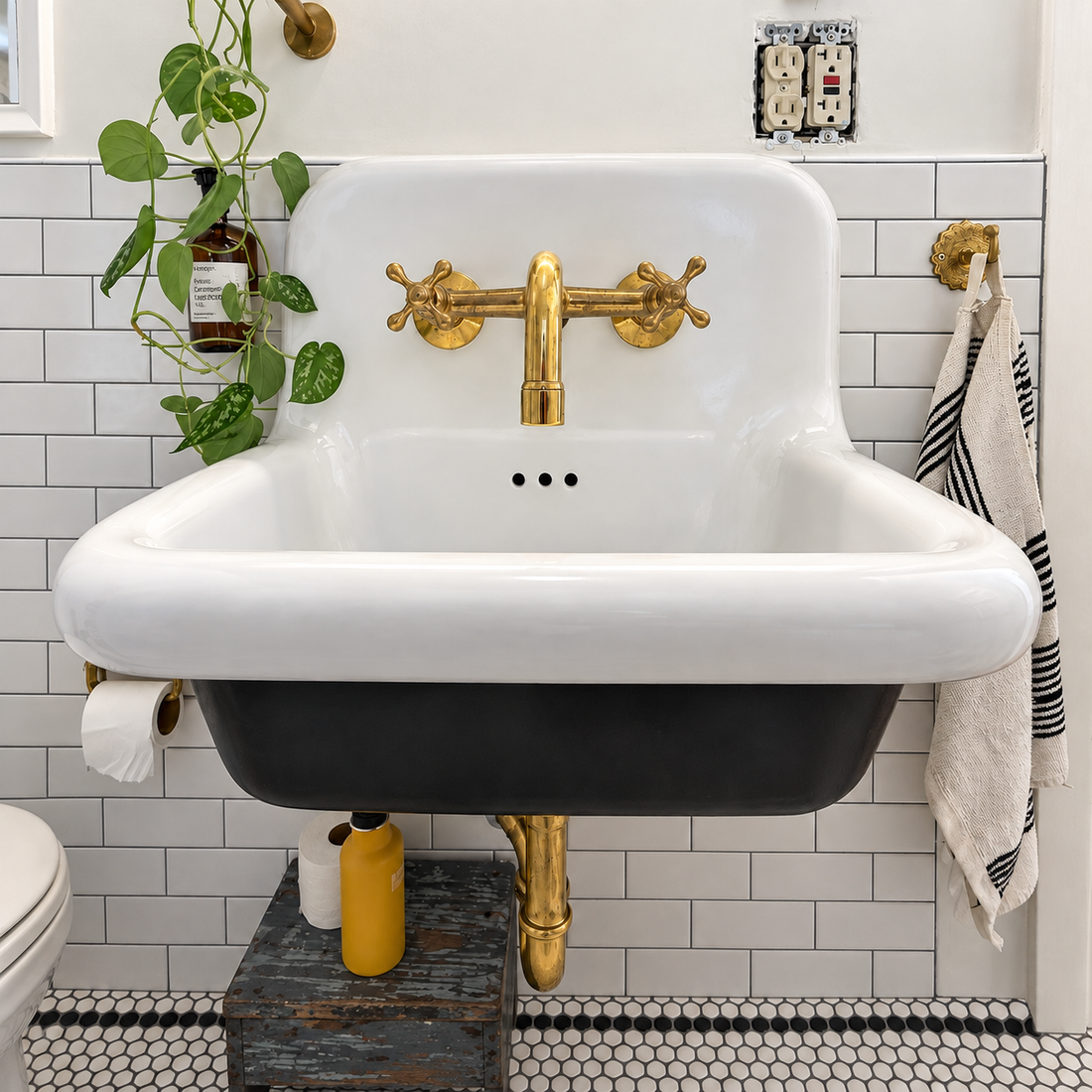 Alamo Wall Bathroom Faucet – Unlacquered Brass