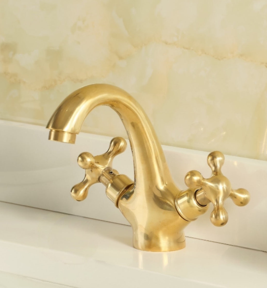 Twino Unlacquered Brass Single-Hole Bathroom Faucet
