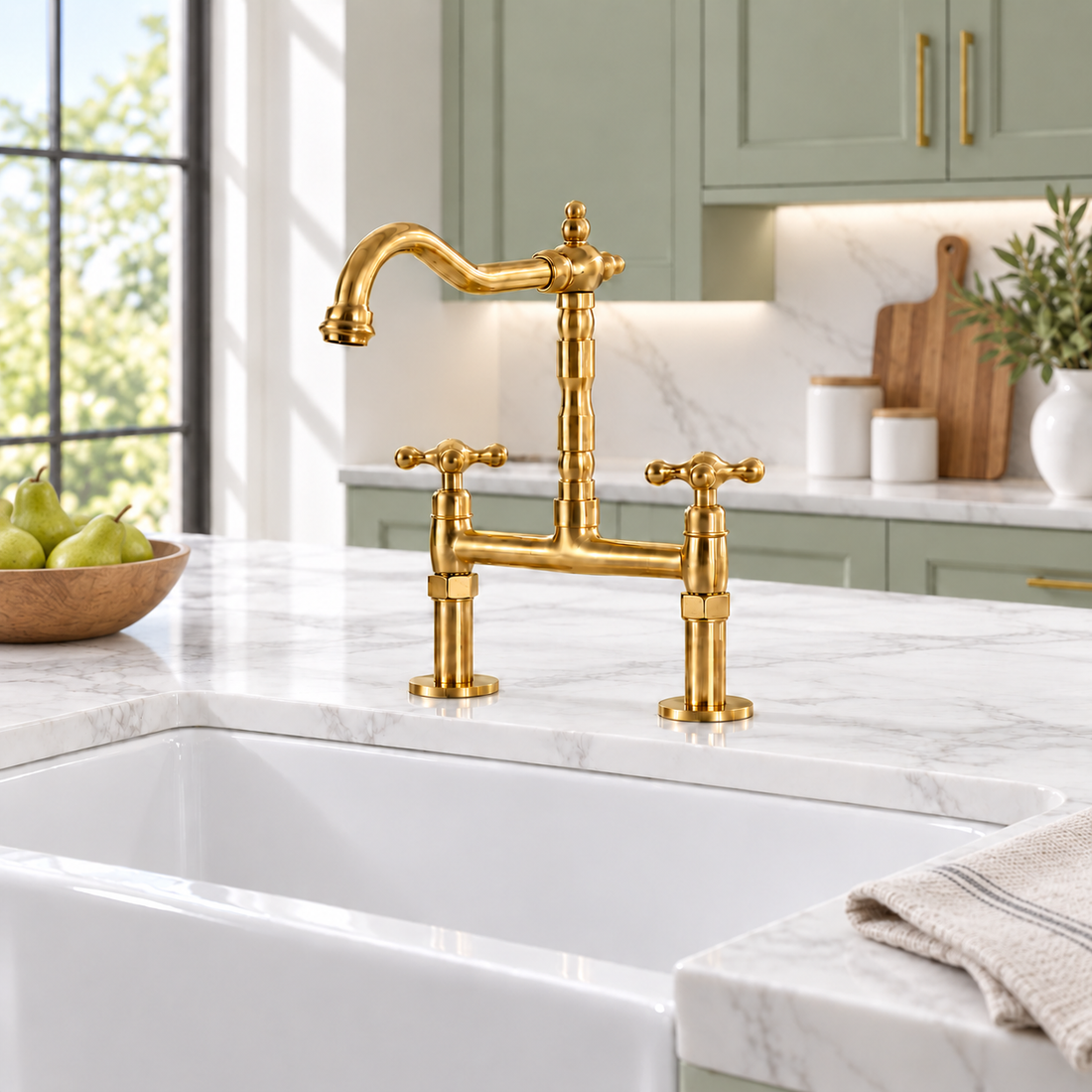 Swift Bridge Kitchen Faucet – Unlacquered Brass