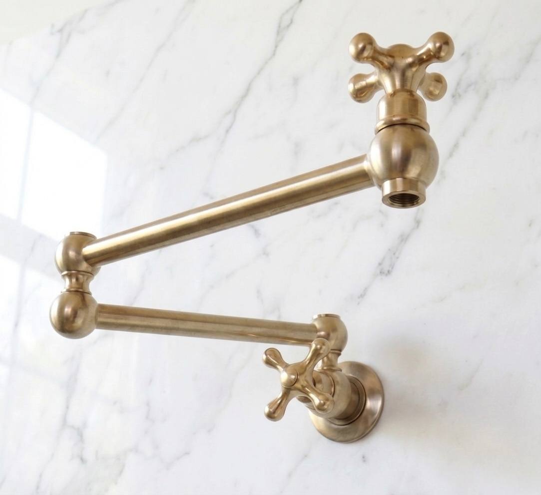 Système de douche mural en laiton non verni avec douchette à main, ensemble de douche vintage en laiton massif, ensemble de douche avec tuyauterie apparente