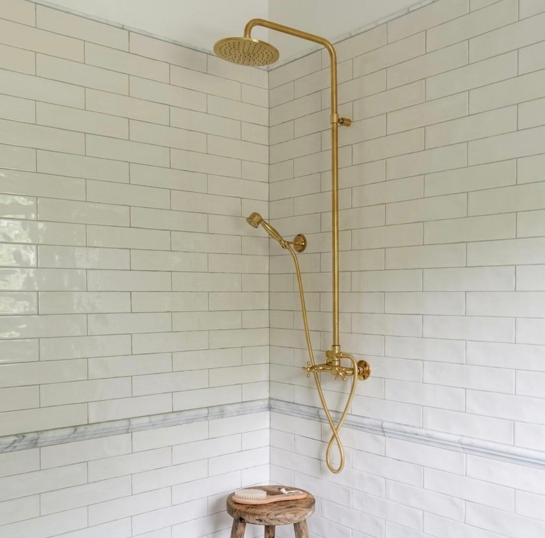 Marino Unlacquered Brass Exposed Pipe Shower Set