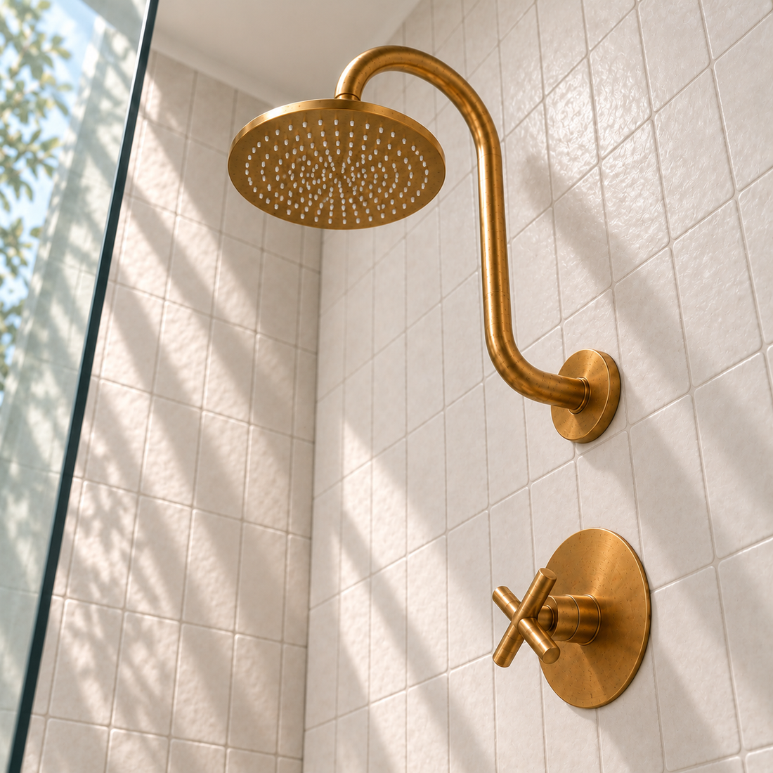 Arco Shower Trim – Unlacquered Brass