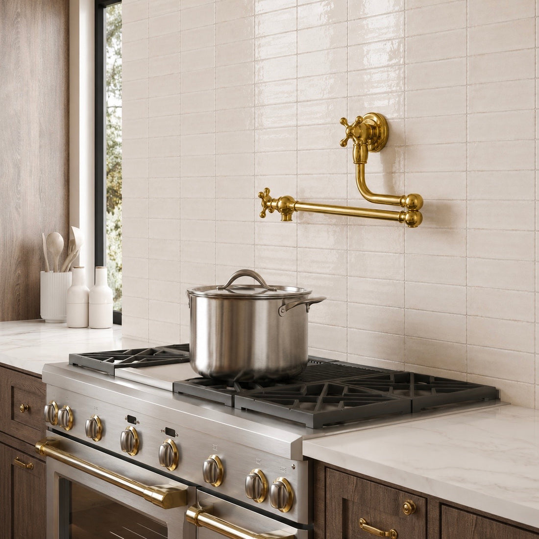 Ensemble de douche à effet pluie en laiton non verni avec douchette et bec de baignoire, système de douche mural moderne et luxueux