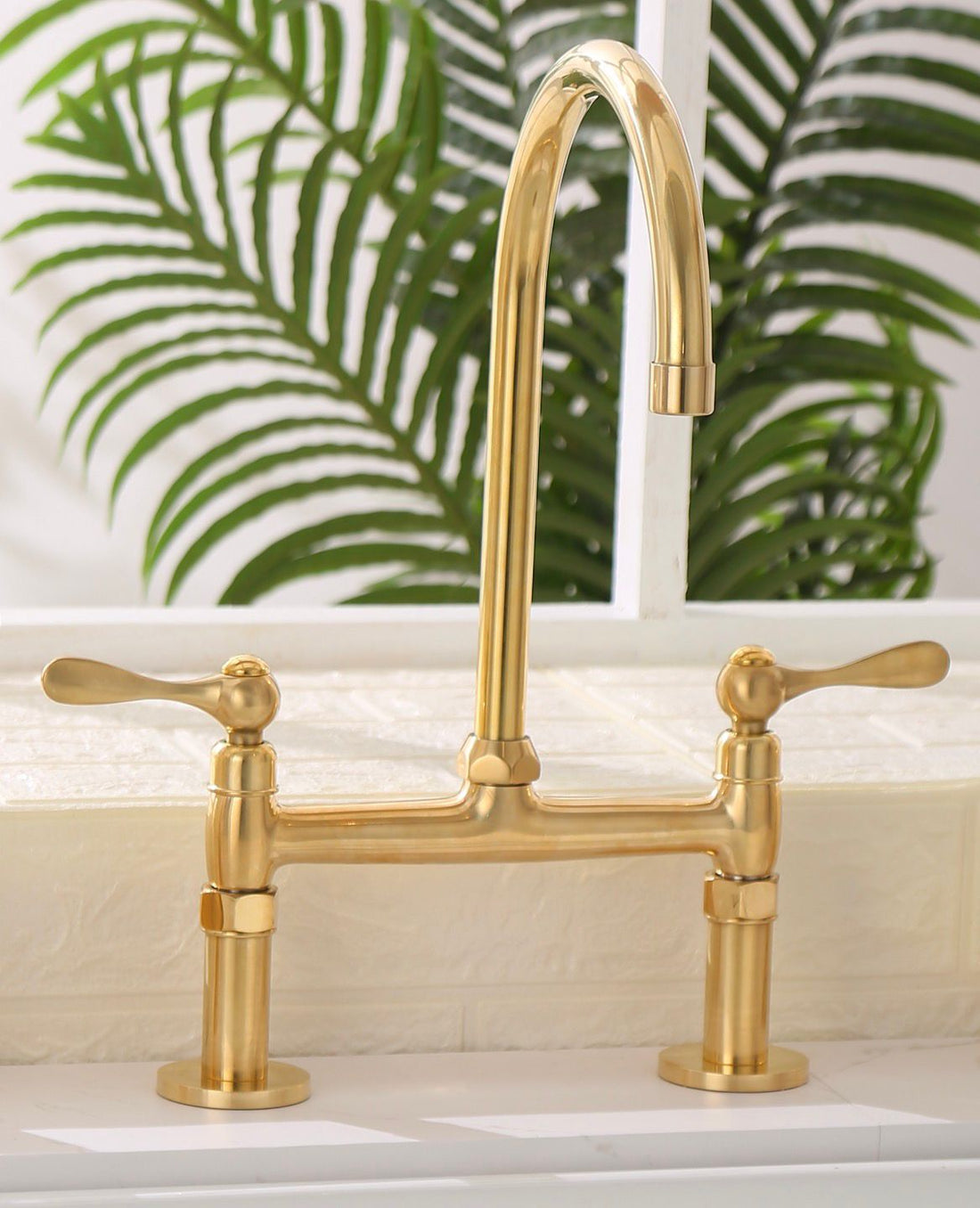 6” Spread Bridge Kitchen Faucet - Unlacquered Brass