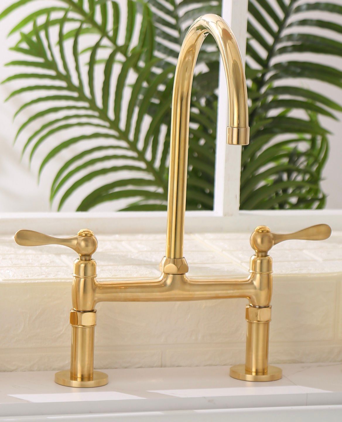 6” Spread Bridge Kitchen Faucet - Unlacquered Brass - view 12