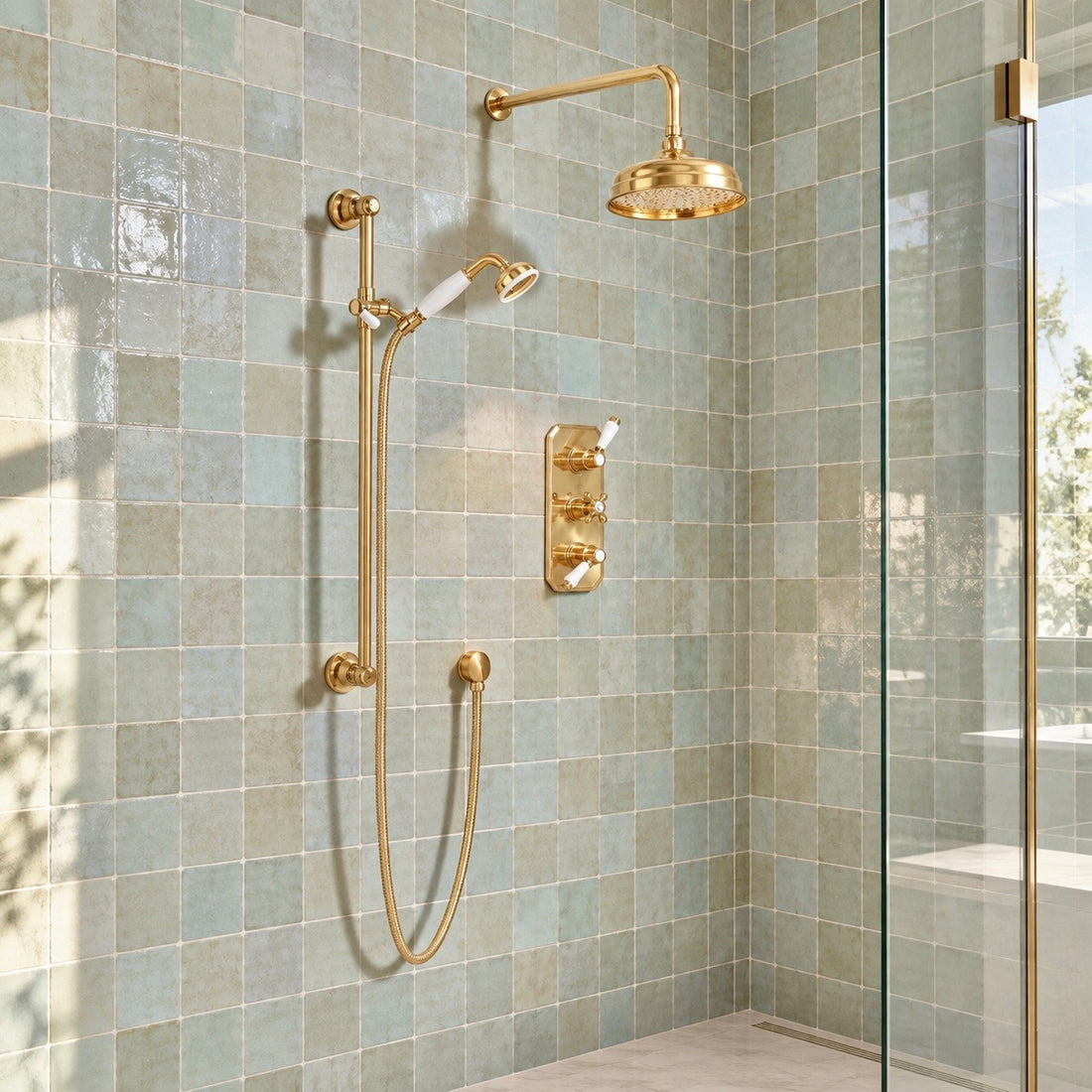 Thermostatic Shower Set – Unlacquered Brass