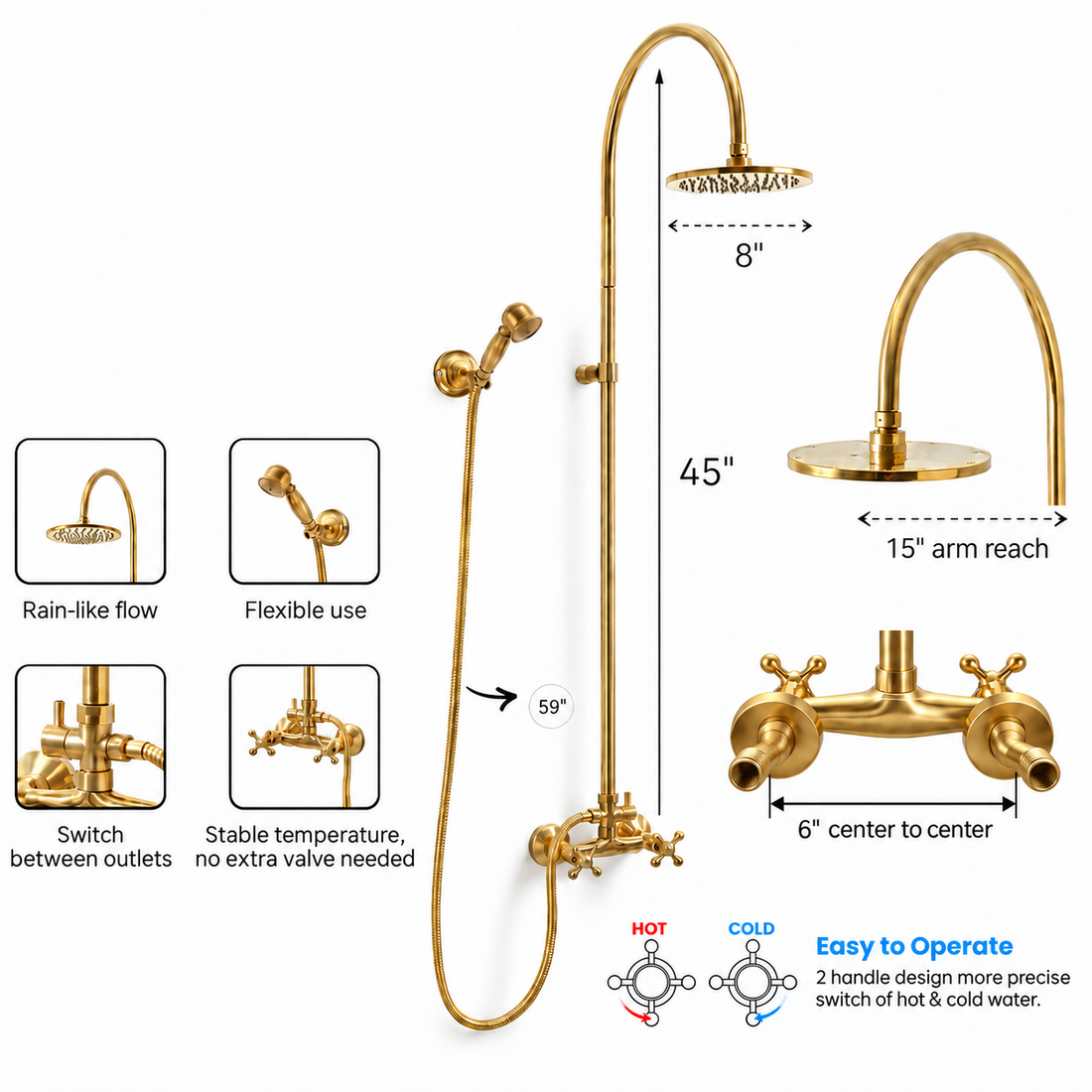 Seattle Exposed ShowerSet - Unlacquered Brass