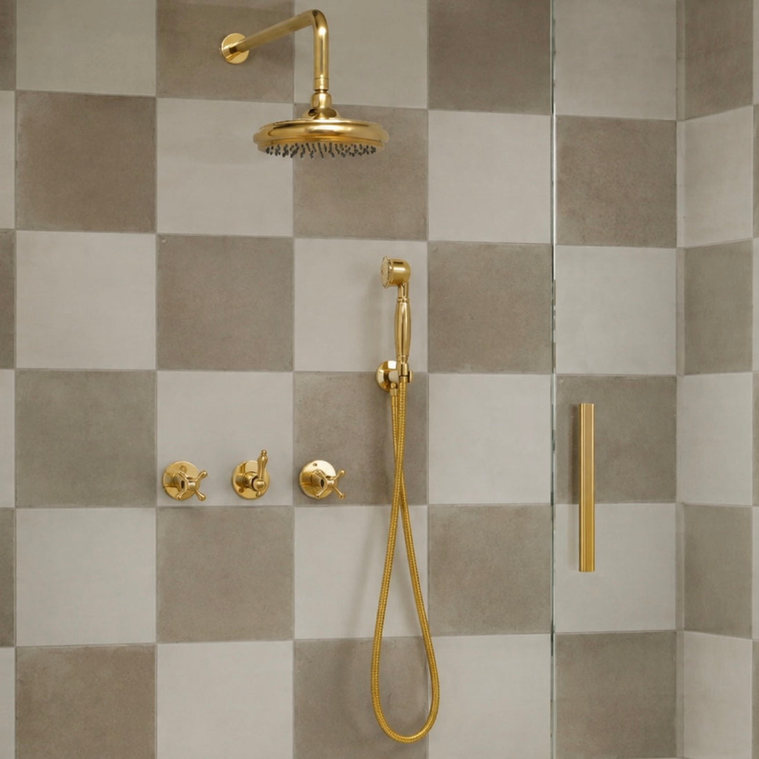 NOVA Unlacquered Brass Rainfall Shower System