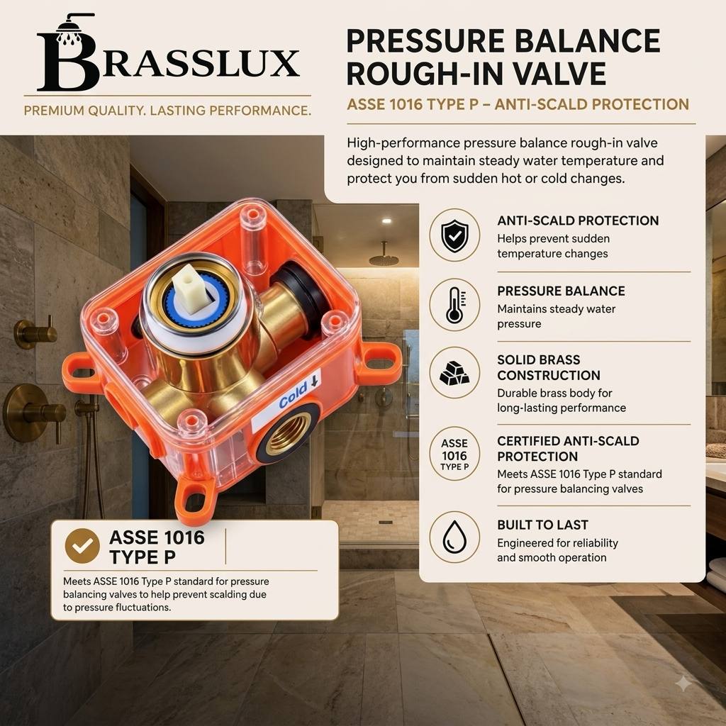 Alabama Unlacquered Brass Single Function Shower Mixer Valve