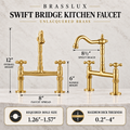 Swift Bridge Kitchen Faucet – Unlacquered Brass - view 10