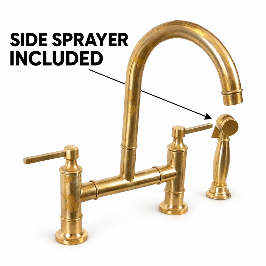 Aurora Bridge Kitchen Faucet – Unlacquered Brass