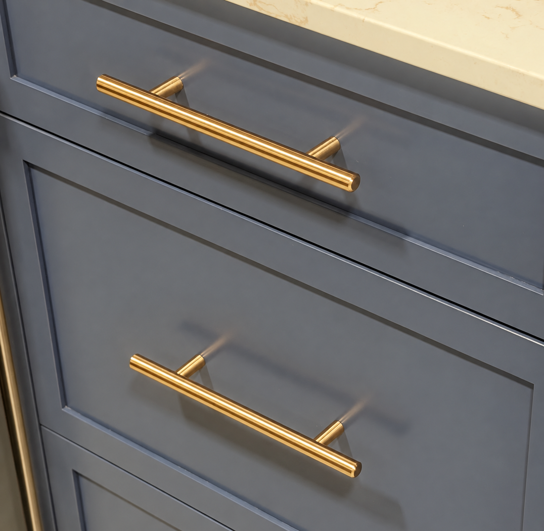 Unlacquered Brass T-Bar Cabinet Pulls