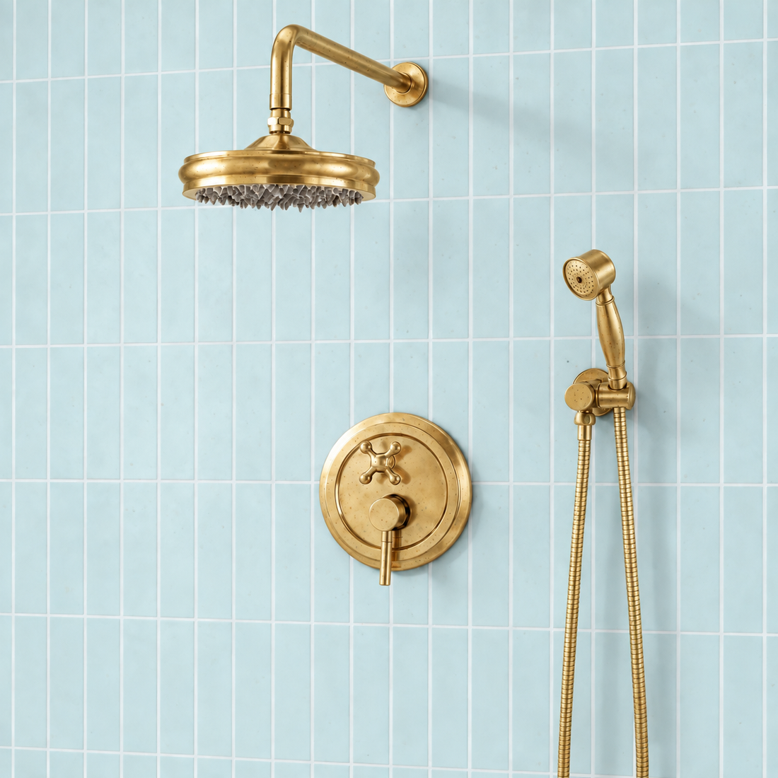 Tracy Unlacquered Brass Shower Set – Valve Included