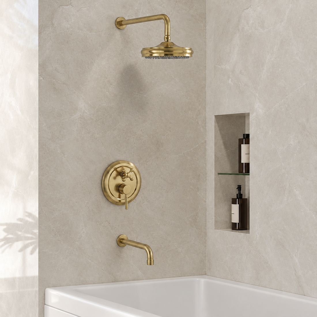 Trio Tub & Shower Set – Unlacquered Brass