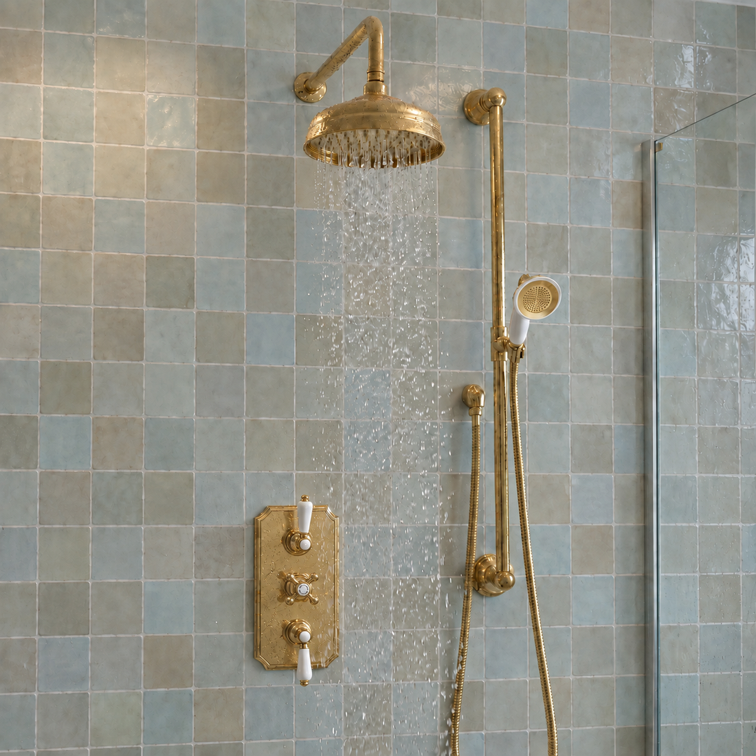 Thermostatic Shower Set – Unlacquered Brass