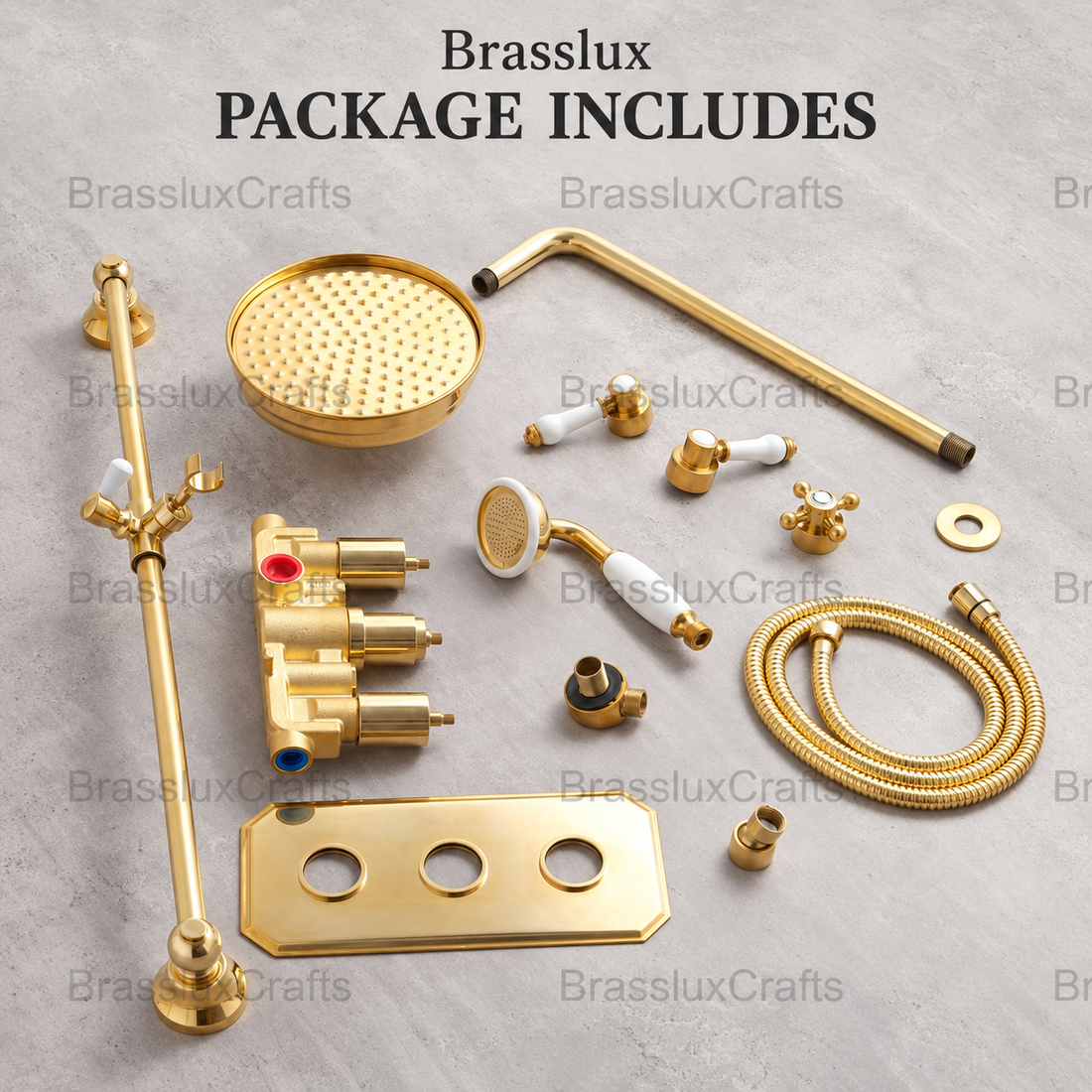 Thermostatic Shower Set – Unlacquered Brass