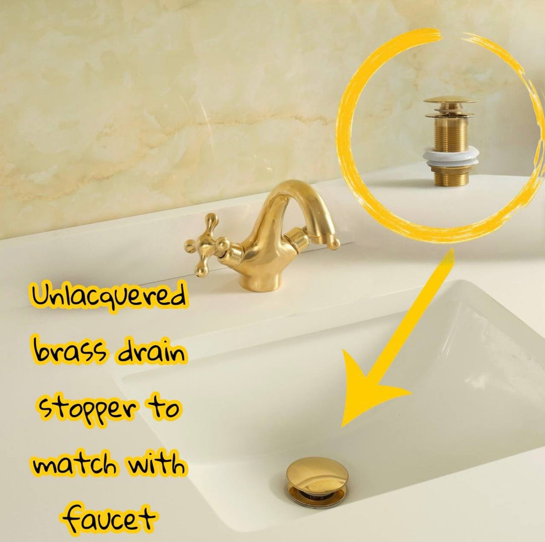 Twino Unlacquered Brass Single-Hole Bathroom Faucet