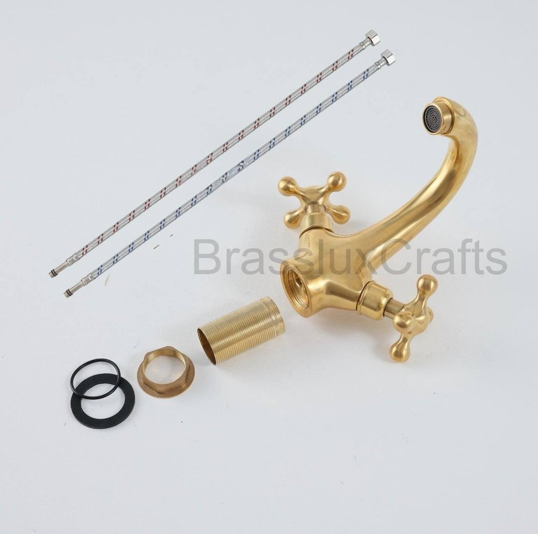 Twino Unlacquered Brass Single-Hole Bathroom Faucet