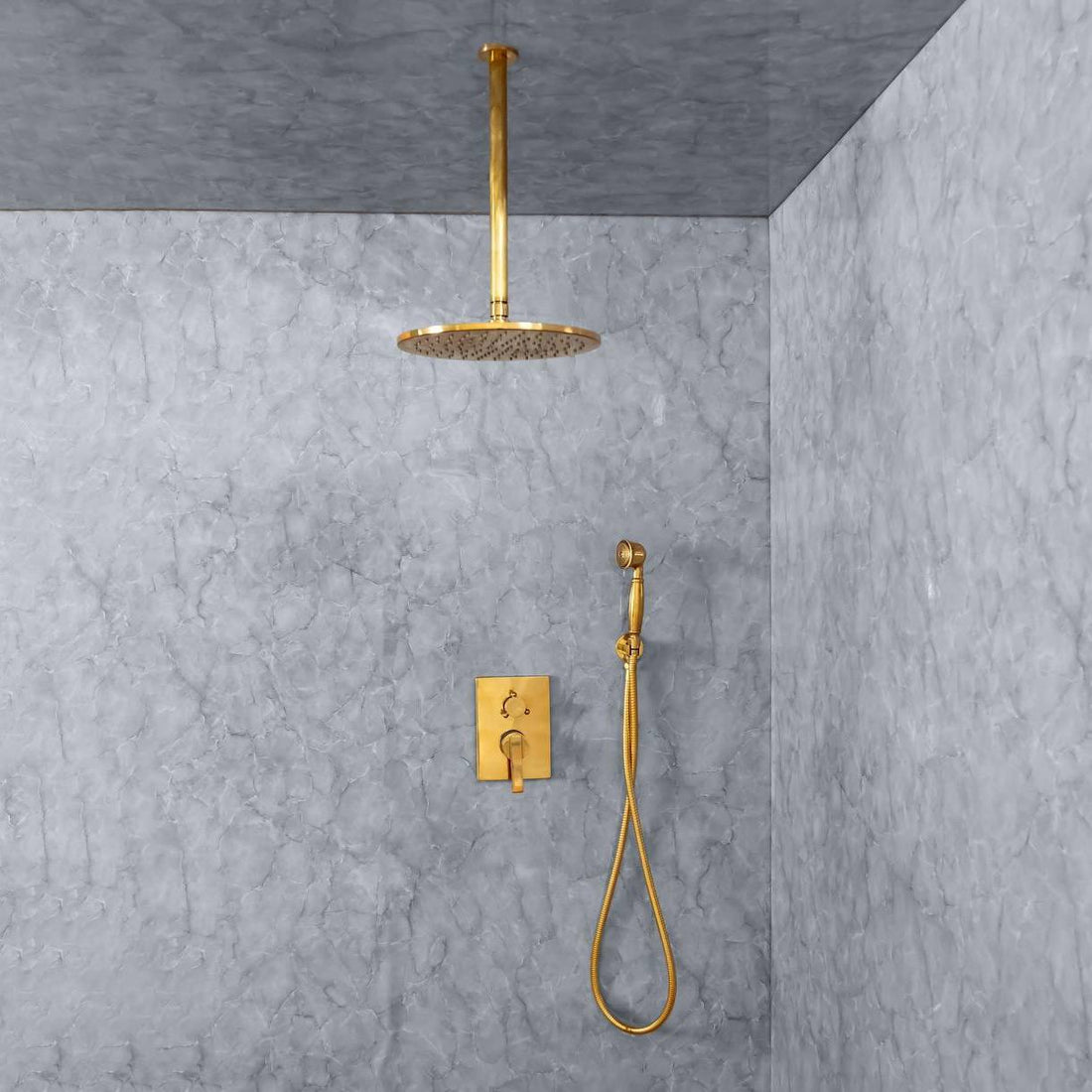 April Ceiling-Mounted Rain Shower System with Handheld Shower & Rough-In Valve Included
