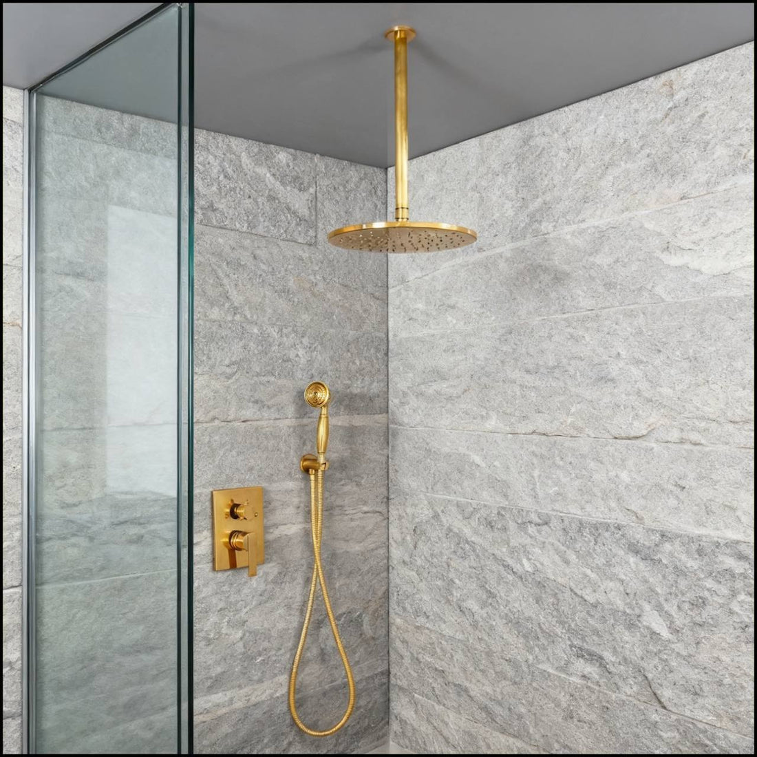April Ceiling-Mounted Rain Shower System with Handheld Shower & Rough-In Valve Included