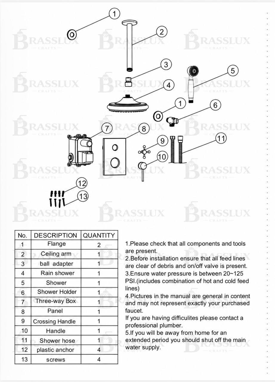 April Ceiling-Mounted Rain Shower System with Handheld Shower & Rough-In Valve Included