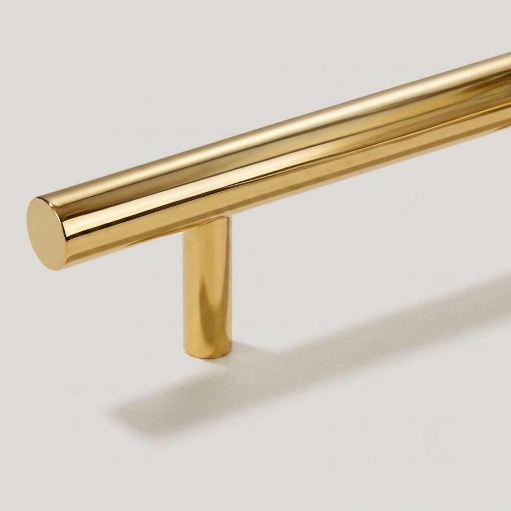 Unlacquered Brass T-Bar Cabinet Pulls