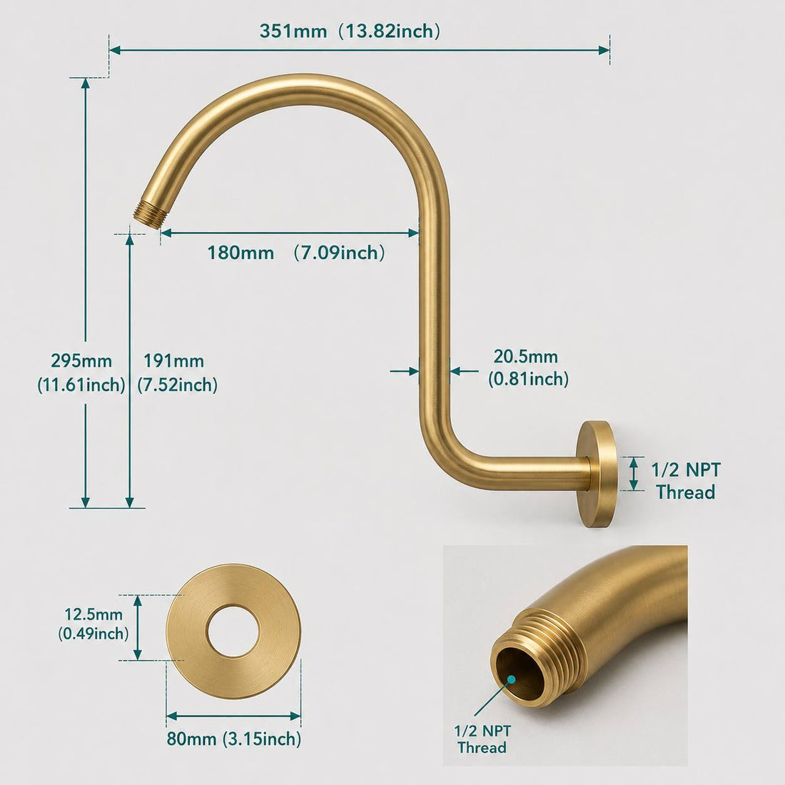 Arco Unlacquered Brass Single Shower Valve Trim | Rough-In Valve