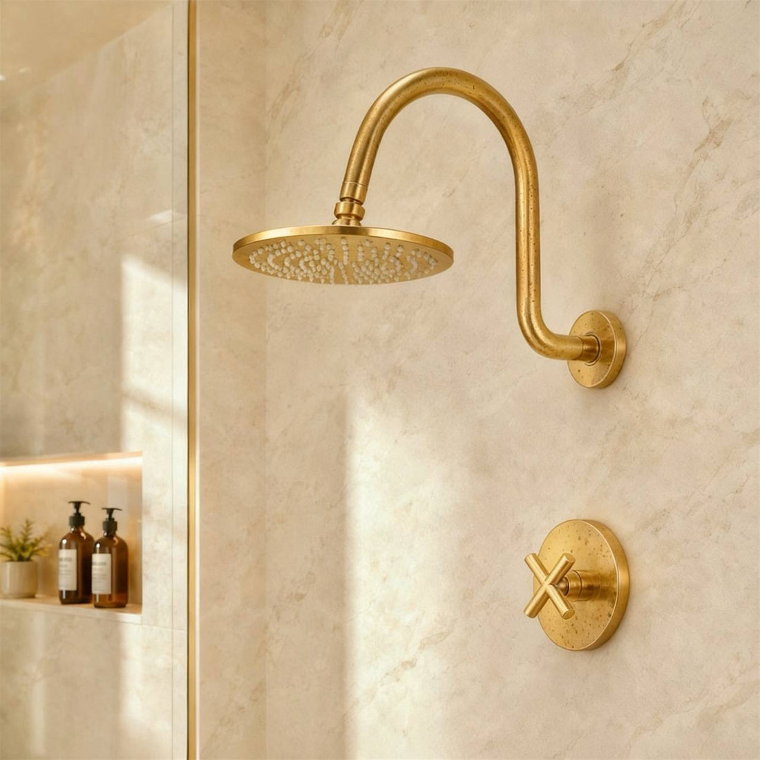 Arco Unlacquered Brass Single Shower Valve Trim | Rough-In Valve