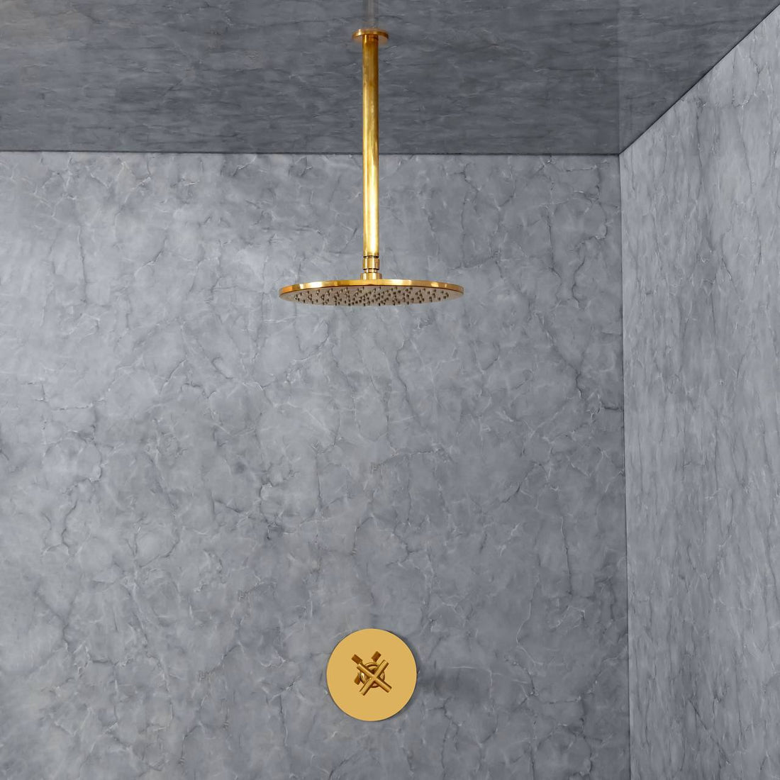 Unlacquered Brass Ceiling Shower Set – Solid Brass