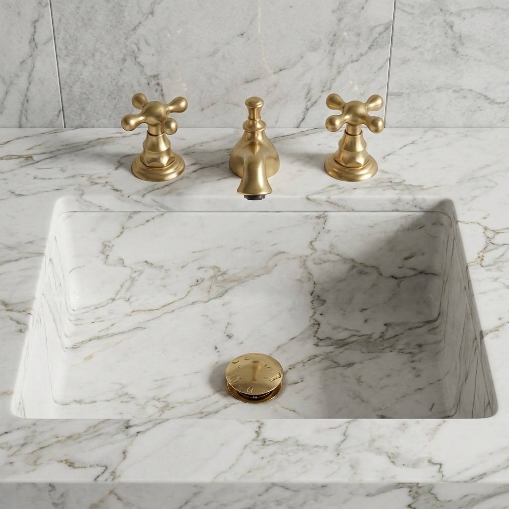 Charleston Unlacquered Brass Widespread Faucet | Cross Handles