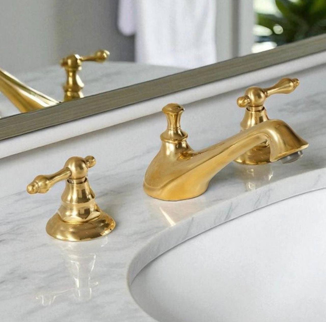 Charleston Unlacquered Brass Widespread Faucet | Lever Handles