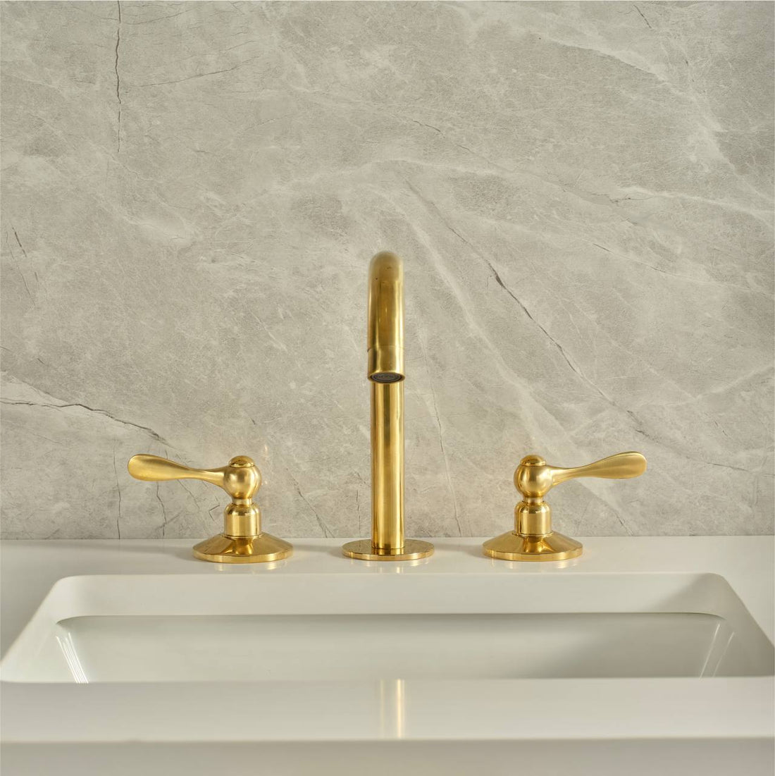 Osaka Widespread Unlacquered Brass Bathroom Faucet | Lever Handles