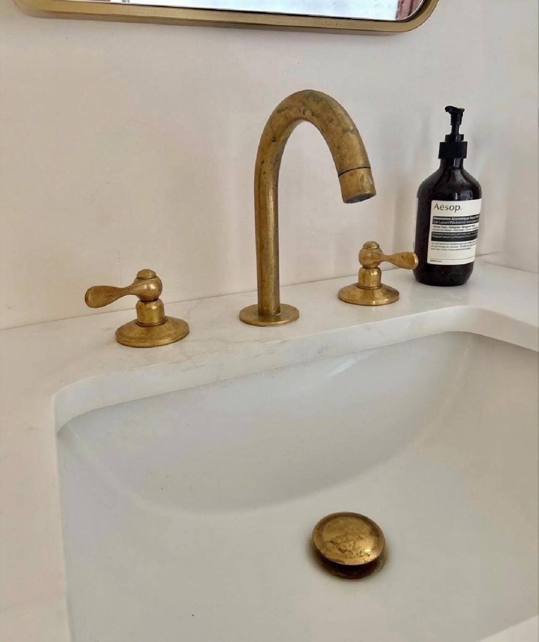 Osaka Widespread Unlacquered Brass Bathroom Faucet | Lever Handles