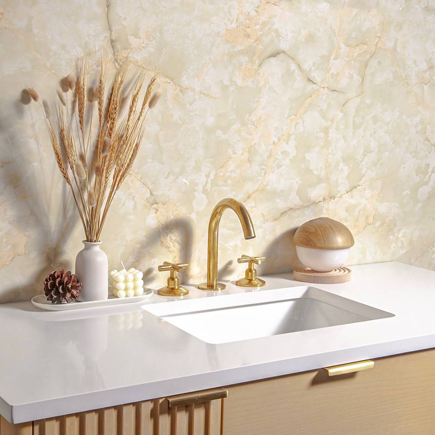 Osaka Widespread Unlacquered Brass Bathroom Faucet | Classic X Handles