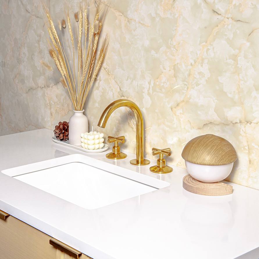 Osaka Widespread Unlacquered Brass Bathroom Faucet | Classic X Handles