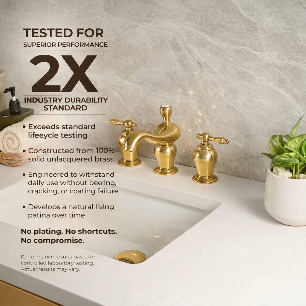 Orinda Widespread Bathroom Faucet with Lever Handles – Unlacquered Brass
