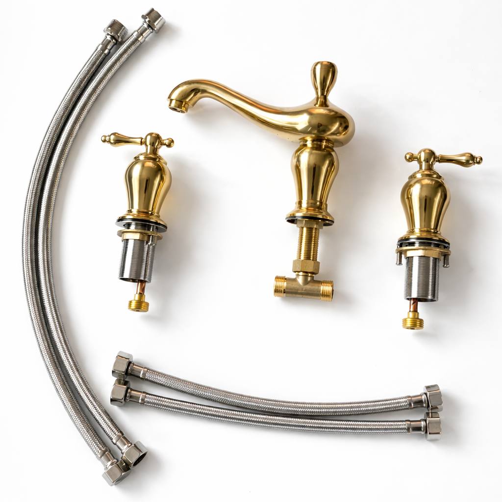 Orinda Widespread Bathroom Faucet with Lever Handles – Unlacquered Brass