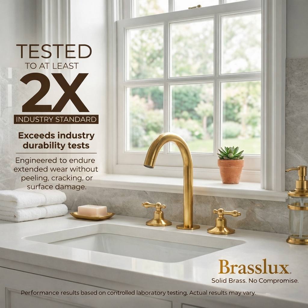 Osaka Widespread Unlacquered Brass Bathroom Faucet | Cross Handles