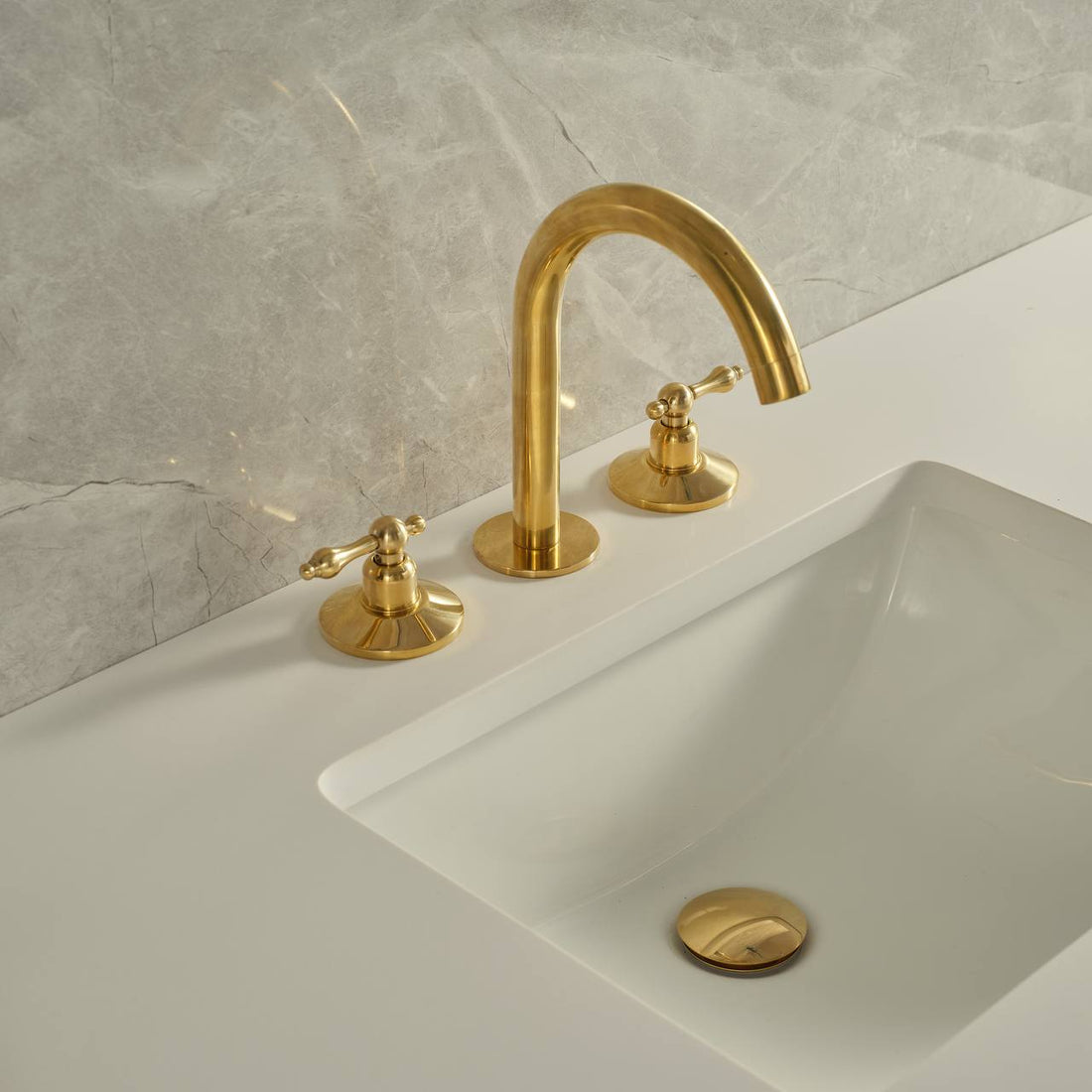 Osaka Widespread Unlacquered Brass Bathroom Faucet | Cross Handles