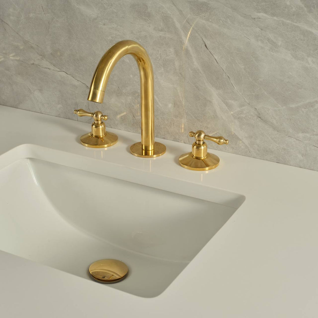 Osaka Widespread Unlacquered Brass Bathroom Faucet | Cross Handles