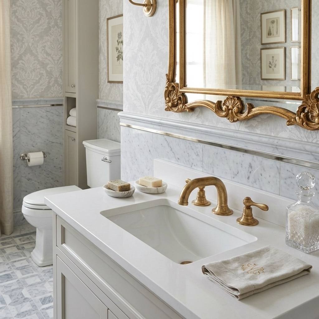 Gooseneck Widespread Unlacquered Brass Bathroom Faucet – Lever Handles