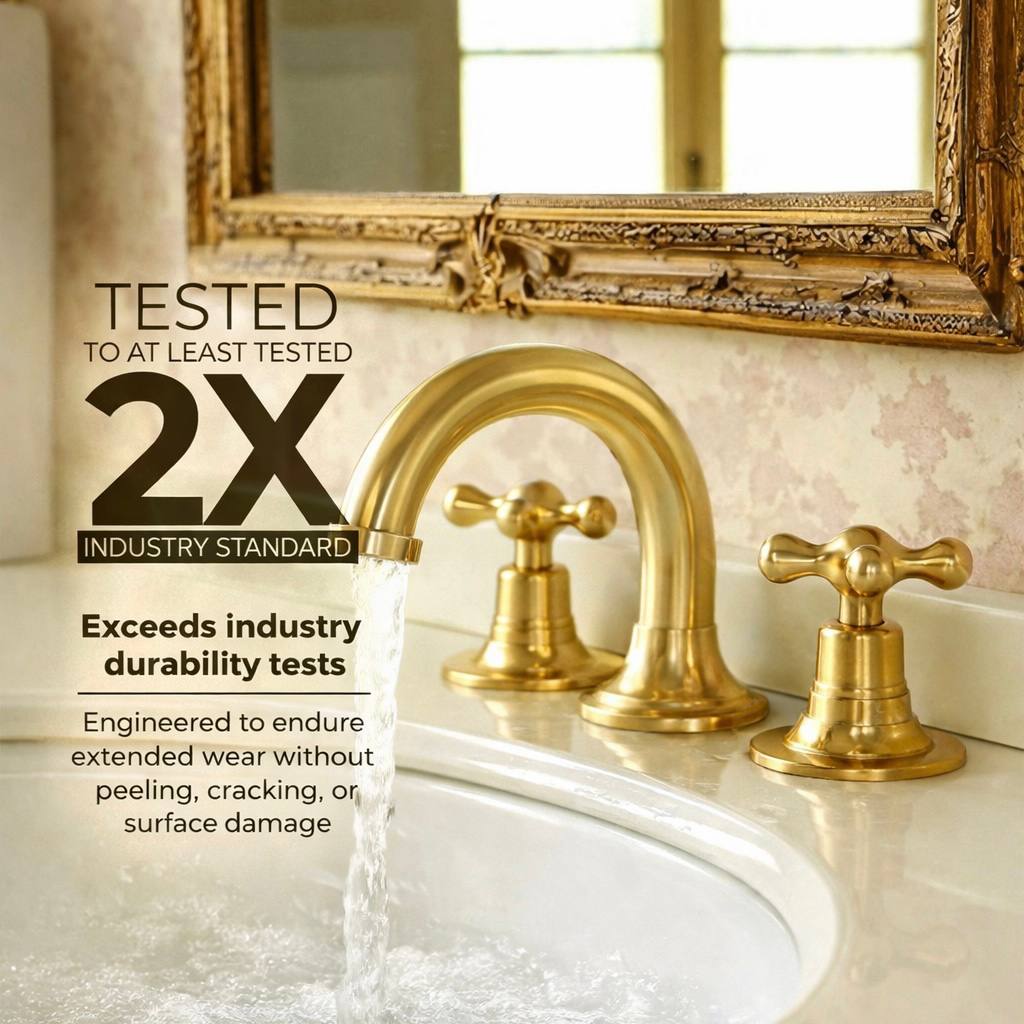 Widespread Unlacquered Brass Bathroom Faucet – Cross Handles