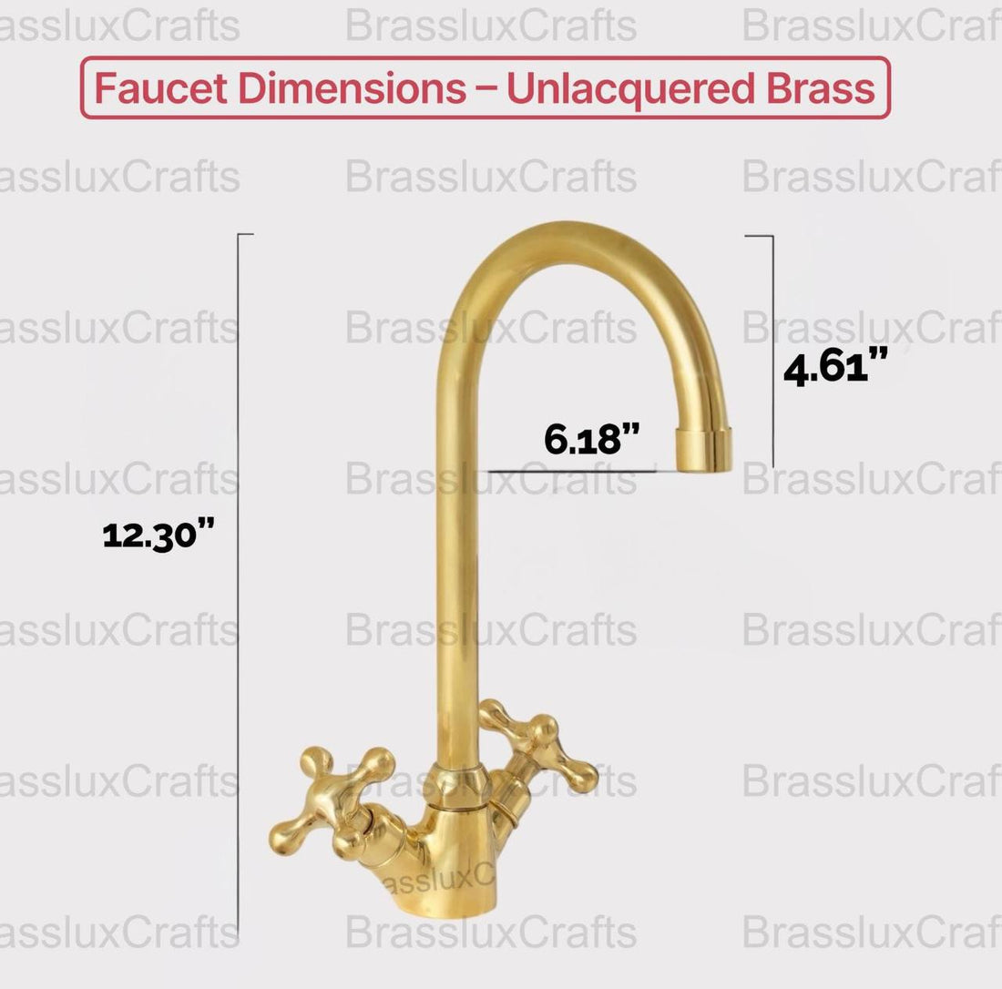 Monaco Unlacquered Brass Single-Hole Faucet | Cross Handles