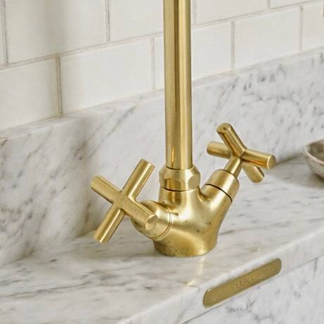 Monaco Unlacquered Brass Single-Hole Faucet | Classic X Handles