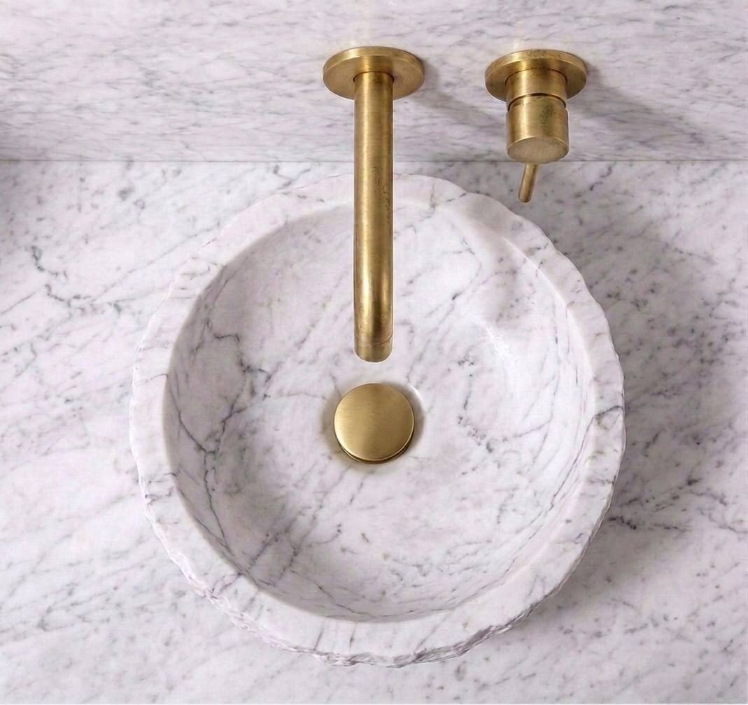 Oslo Unlacquered Brass Single-Handle Wall-Mount Bathroom Faucet