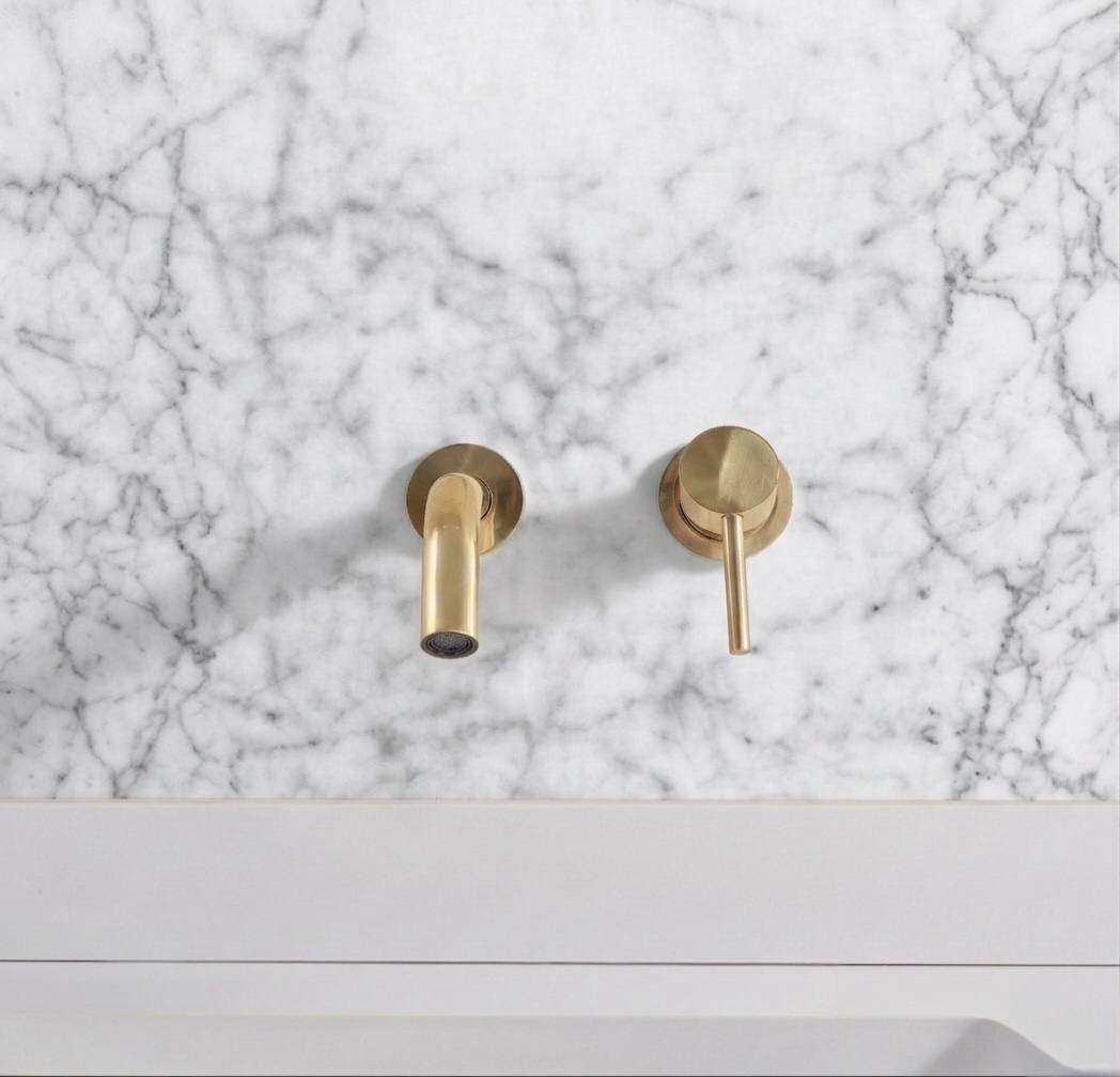 Oslo Unlacquered Brass Single-Handle Wall-Mount Bathroom Faucet