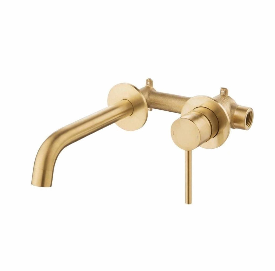 Oslo Unlacquered Brass Single-Handle Wall-Mount Bathroom Faucet