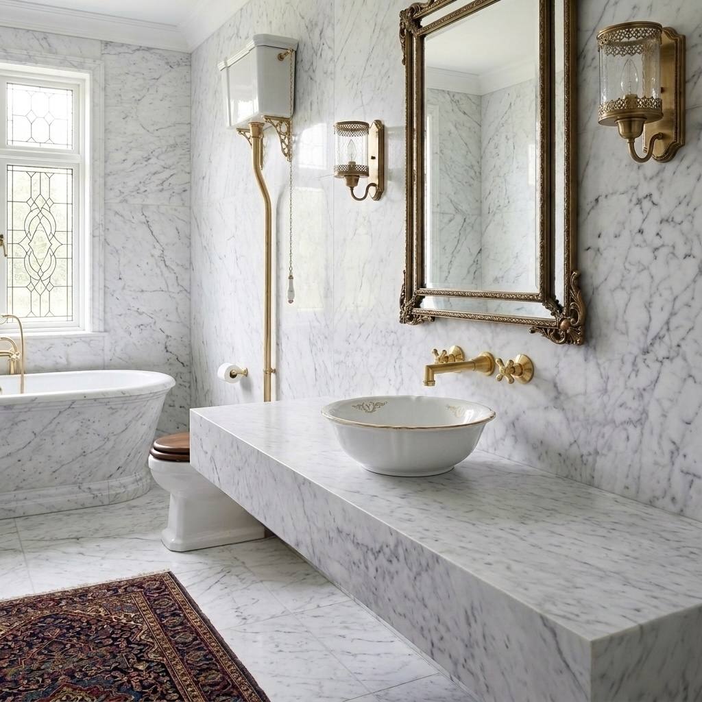 Grifo de baño mural Avila con manetas sencillas en forma de cruz – Latón sin lacar