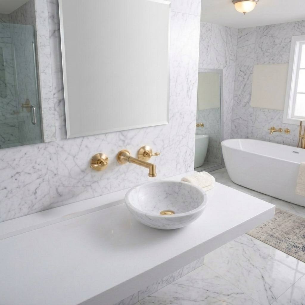 Avila Unlacquered Brass Wall-Mount Bathroom Faucet | Lever Handles
